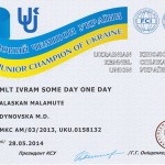 Сертификат Юного Чемпиона Рады